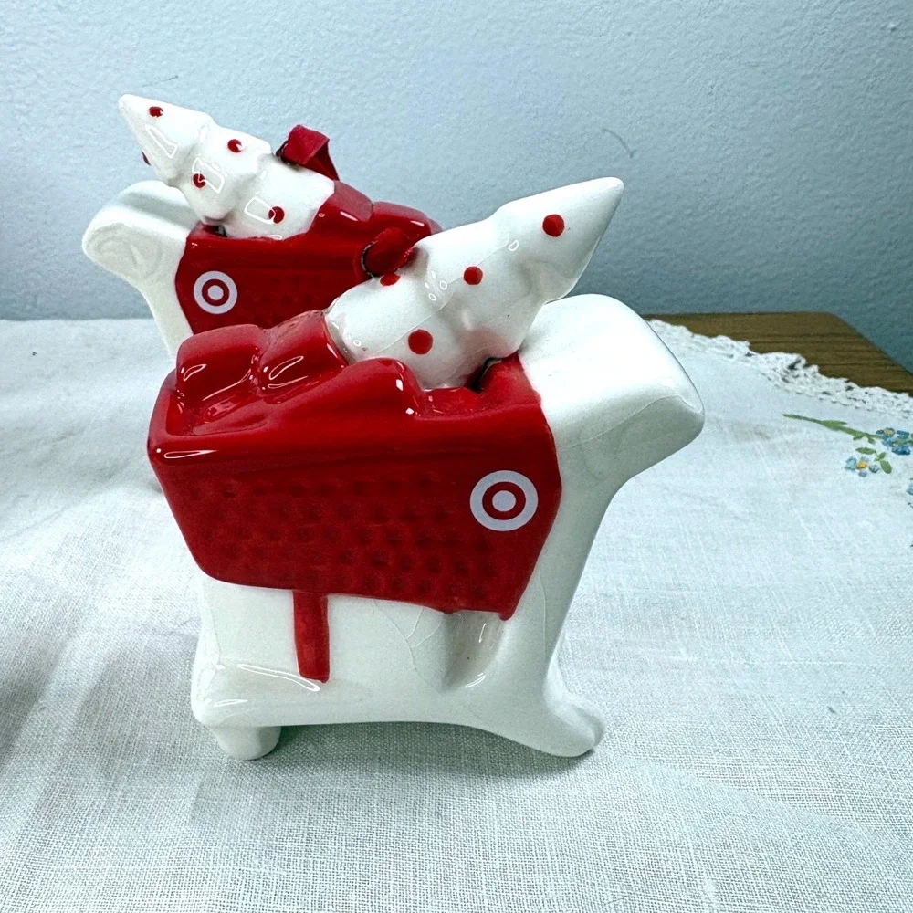 Target Ceramic Christmas Ornaments 12pc Set Red White Dog